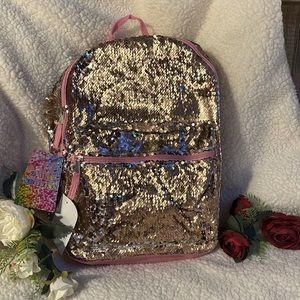 Sparkly 2 Way Sequins Backpack in a RoseGold